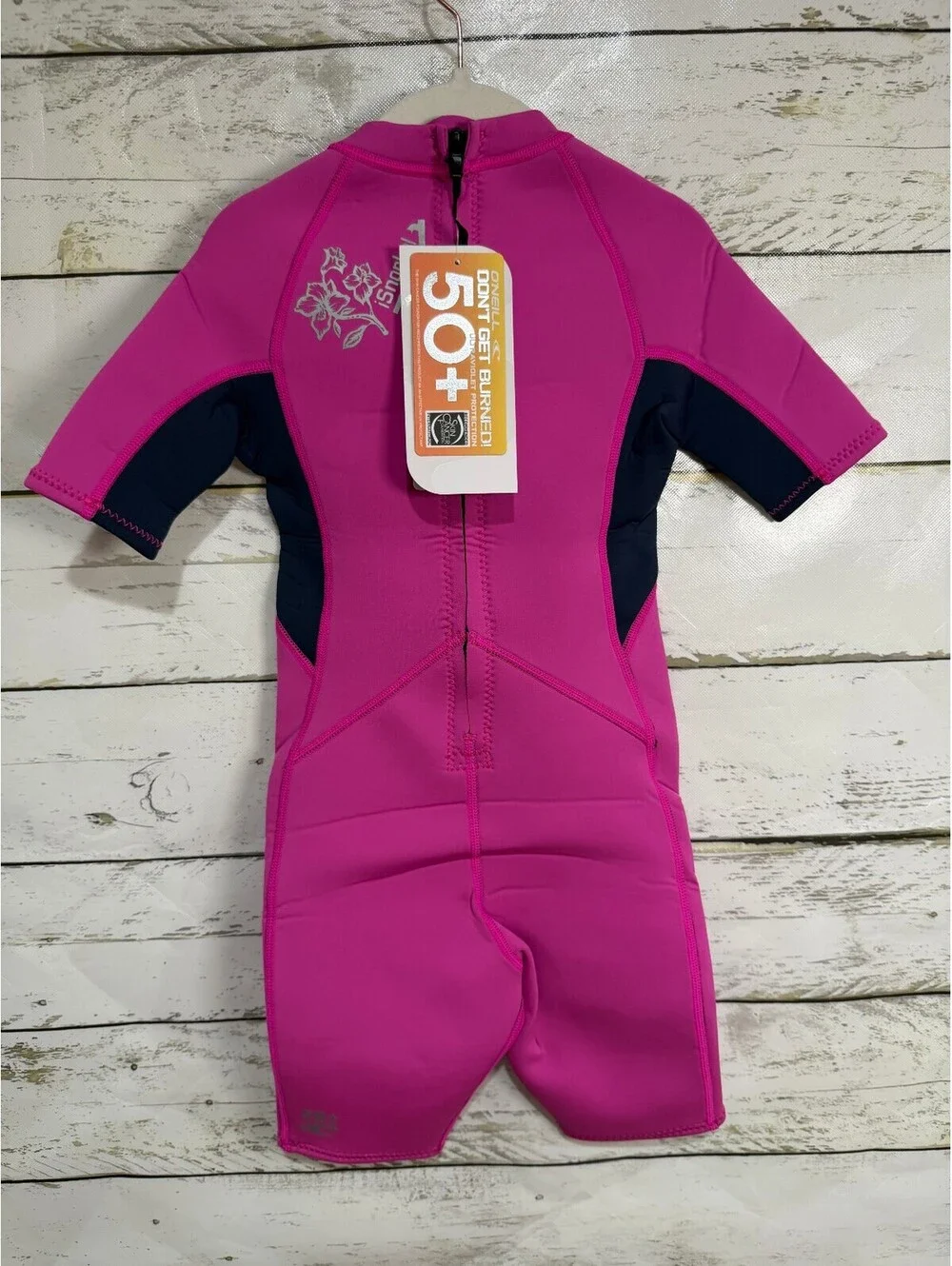 NEW O'Neill Wetsuits Girls 2mm Reactor Berry Slate Pink Sz 4 Snorkle SPF 50+ NWT